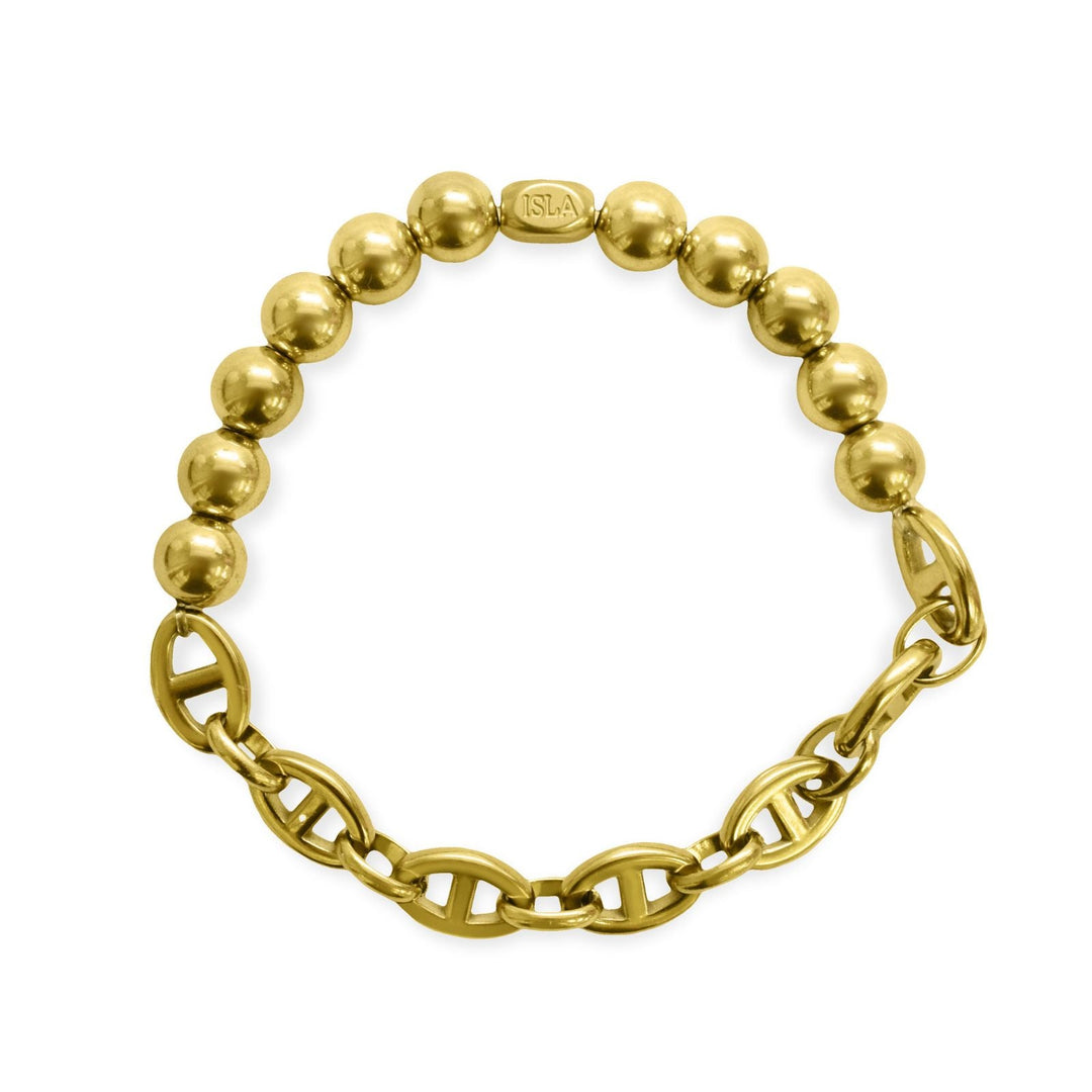 Mariner Link + 6mm Ball PVD Gold Bracelet by ISLA